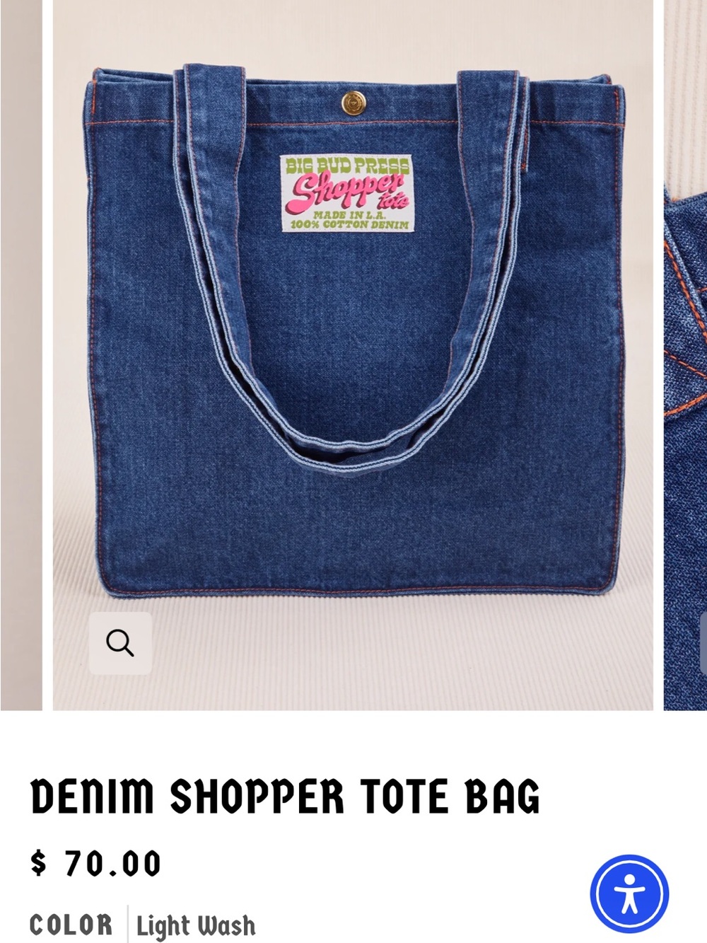 NWT Big Bud Press Denim Shopper Tote